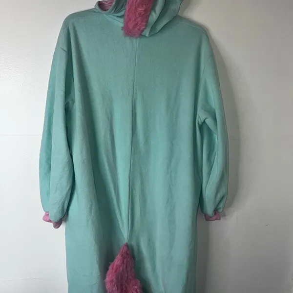 Oversized Critter Costume Aqua and White Onesie Pajamas One Size Fits Most - Image 4