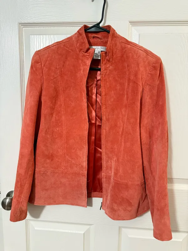 Vintage genuine leather biker jacket Orange Size L - Image 2