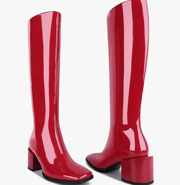Knee High Red Boots Size 7 - Image 2