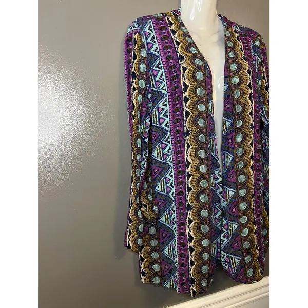 VINTAGE REQUIREMENTS Jacket Womens Large Multicolor Geometric Print Made USA 90s - Image 2