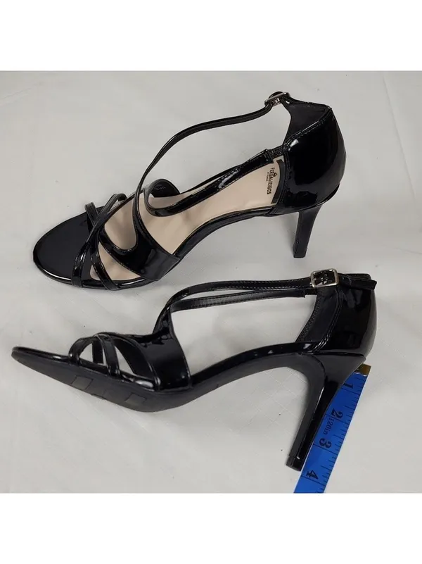 Patent Leather Black Strappy Heel Sandals By Fergalicious Fergie Maya Size 9M - Image 6
