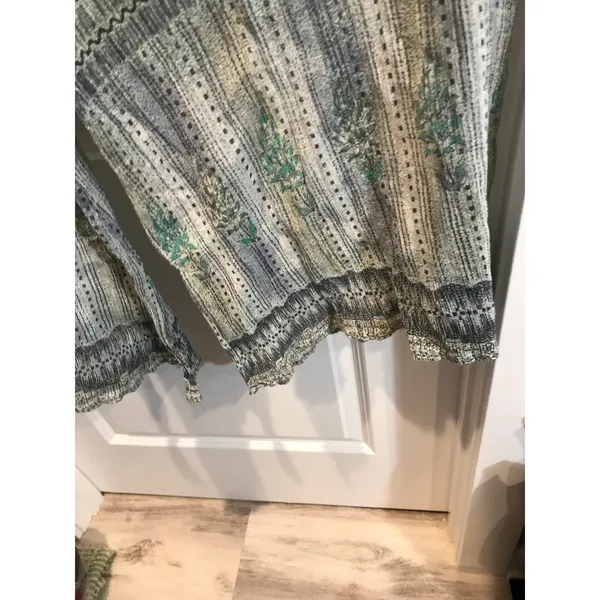 Free People Boho ElasticWaist Drawstring Green-Multi Color Pants EUC - Image 2