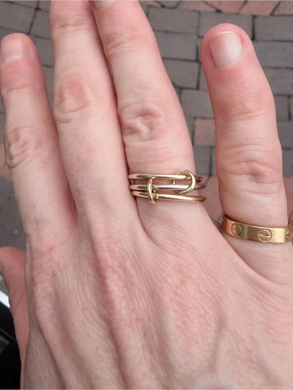 Elegant Gold Triple-Band Knot Ring - Gold - Image 2