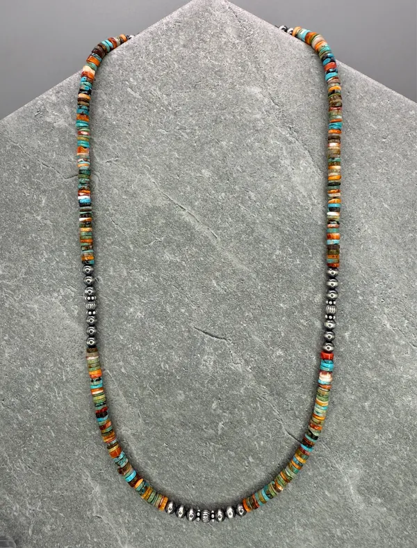 18” Navajo Style Sterling Silver Pearls Necklace - Image 3