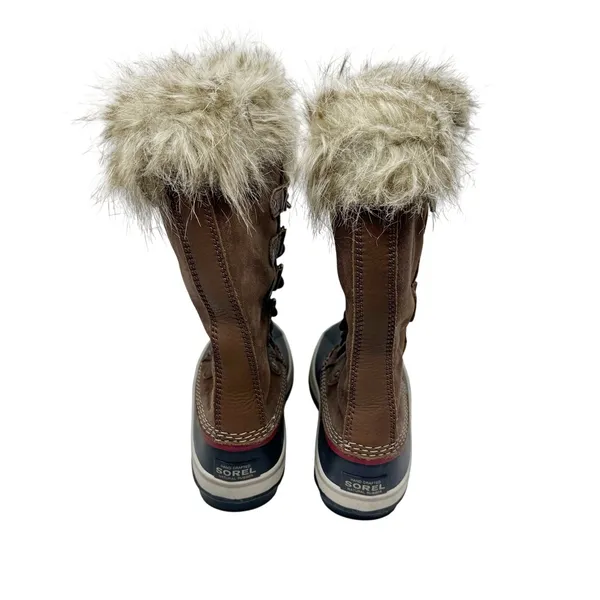 SOREL Joan of Arctic Brown Leather Suede Snow Boots Women 7 Waterproof Faux Fur⁠ - Image 5
