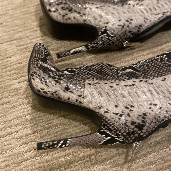 I.AM.GIA Gray and Black Over the Knee Boots with Stiletto Heel - Image 3