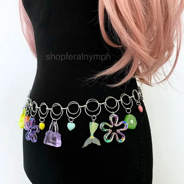 Y2K Harajuku Dopamine Dollcore Handmade Chain Belt, Fits 21-40 Inches, X7GA1417 - Image 6