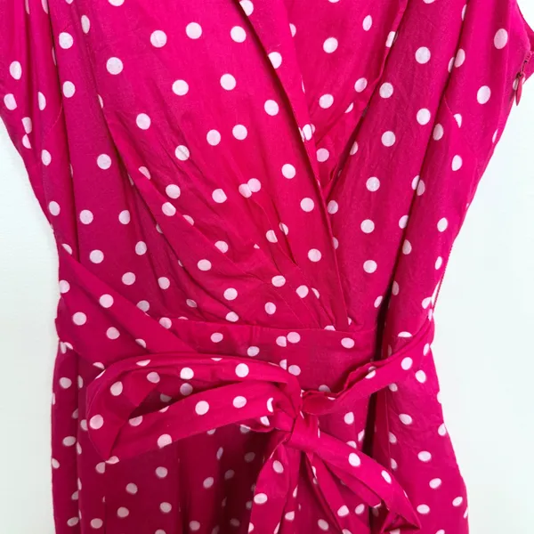 Jones Studio Pink Polka Dot Sleeveless Faux Wrap‎ Dress Size 4 - Image 5