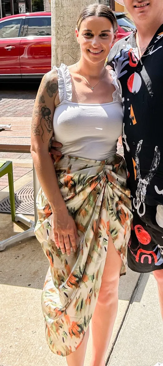 Silk Asymmetrical Slit Midi Skirt - Image 4