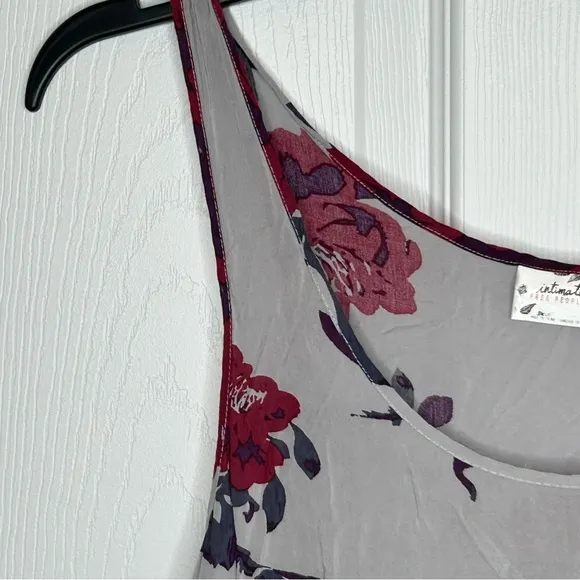Free People Grey Floral Voile and Lace‎ Trapeze Slip Dress Size S - Image 4
