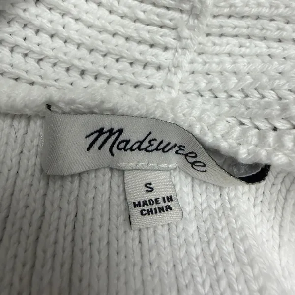 Madewell White Ribbed Knit Chunky Open Cardigan Preppy Academia Sweater Teacher‎ - Image 4