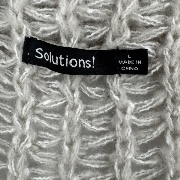 Solutions Cardigan Women L Beige Open Knit Oversized Lagenlook Asymmetrical Dust - Image 6