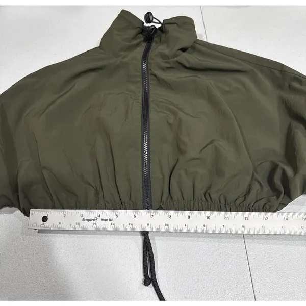 Collusion Womens Full Zip Short Cropped Jacket Sz 2 High Neck Long Sleeve Green - Image 9