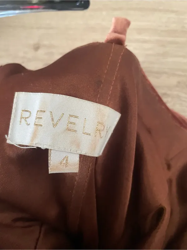 Revelry Billie Velvet Leg Slit Maxi Dress in Terracotta Rust Size US 4 - Image 5