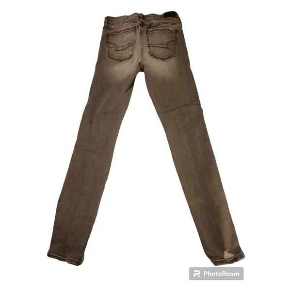 American Eagle Jeggings‎ Gray Wash Distressed Denim Jeans Size 6 - Image 3