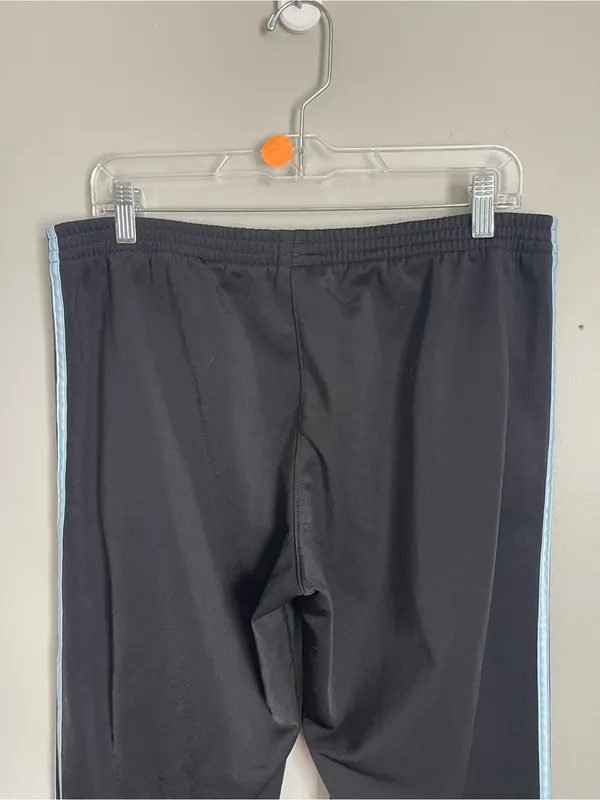 ADIDAS Black Track Pants with Light Blue Stripes Sz S - Image 9