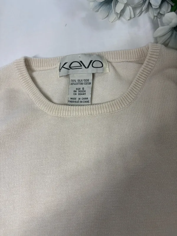 Kevo Vintage 90s Silk Cotton Knit Sweater Vest Top Cream White Small Quiet Luxury - Image 3