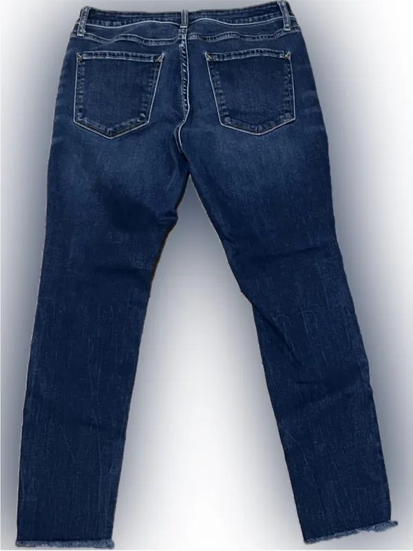 a.n.a. Mid Rise Jeggings Women’s 6P Petite Dark Wash‎ Distressed Raw Hem Stretch - Image 2