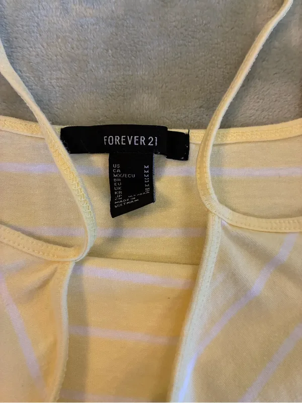 Women’s Forever 21 Brand Yellow Stripe Spaghetti Strap Tank Top - Size Medium - Image 2