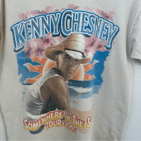 Vintage Kenny Chesney Off the Shoulder T-shirt - Image 2