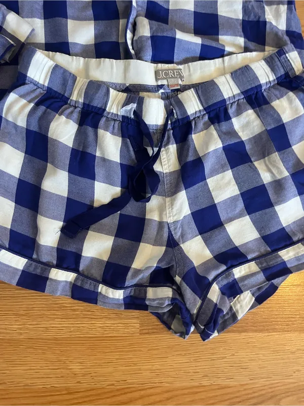 J. Crew Blue and White Gingham Women's Pajama Set - Image 4
