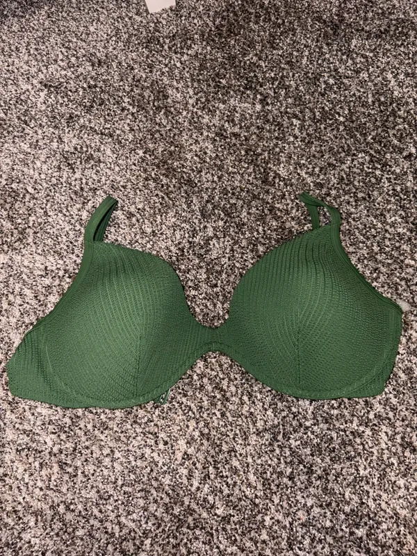 PINK Victoria's Secret Olive Green Ribbed Underwire Bikini - Image 8