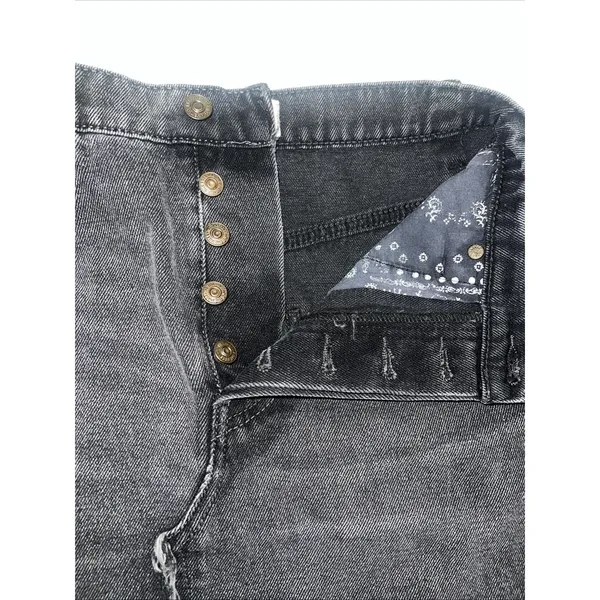 Free People We The Free Size 26 Short Denim Skirt Black‎ Distressed Boho - Image 6