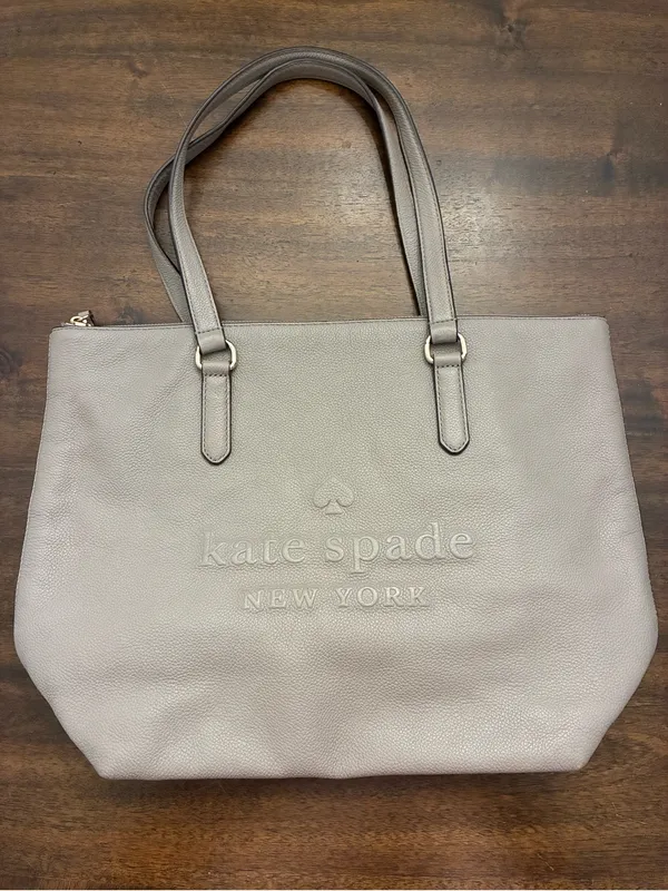 Kate Spade Larchmont Avenue Logo Penny Tote Bag Leather Purse Cityscape Taupe - Image 2