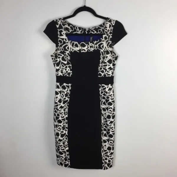 Marc New York Print Ribbed Panel Cap Sleeve‎ Dress Size 2 - Image 2