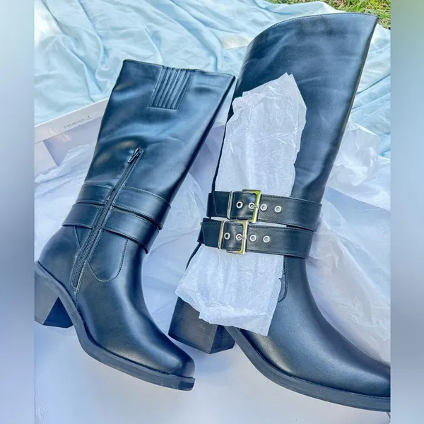 The Drop Women's Sage Tall Biker Boot with Buckles, Black, NWT size 7.5 - Image 12