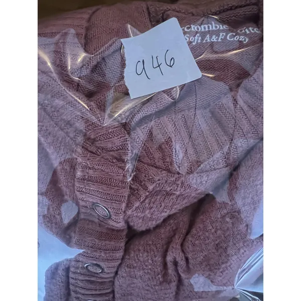 Abercrombie & Fitch Sweater Med Pink Henley Soft A&F Cozy Knit Top Chic Minimal - Image 5