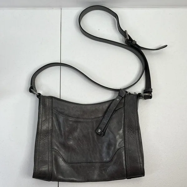 Frye Melissa Leather Crossbody Bag‎ Adjustable Strap Zip Antique Metal Hardware - Image 6