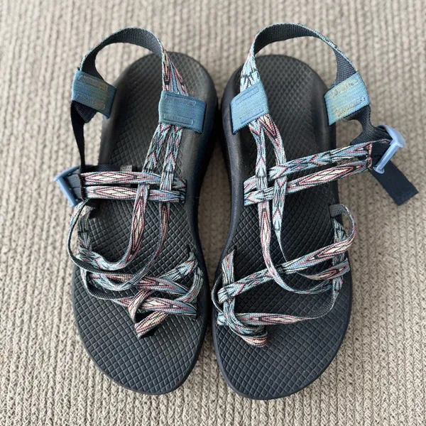 Chaco Navy Blue Graphic Print Strappy Hiking Outdoor Gorpcore Sandals Size 9 - Image 9