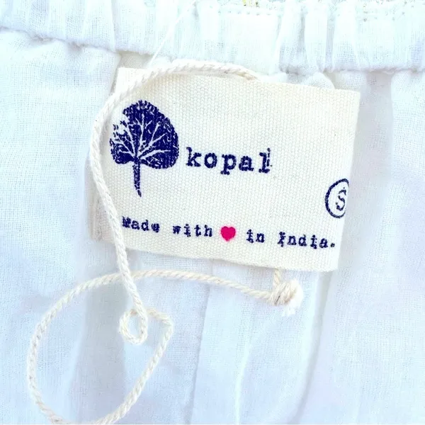 Anthropologie Kopal Tiered Mini Dress White with Metallic Threads Size S - Image 9