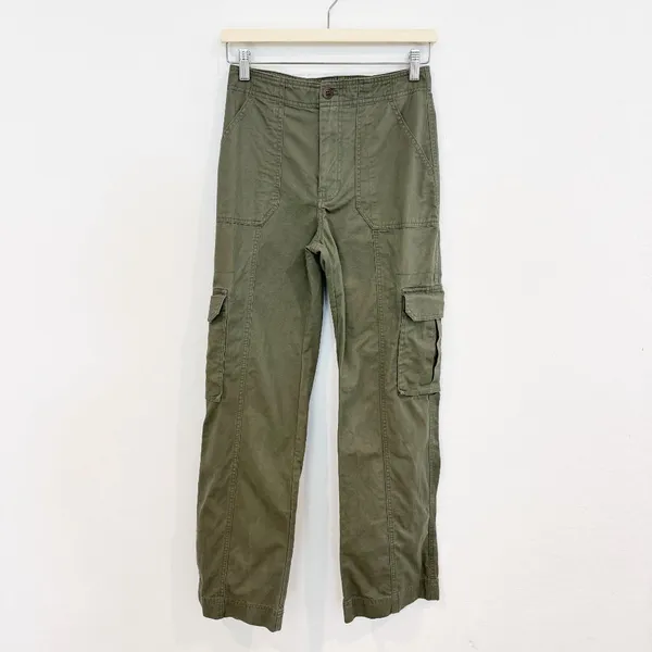 Abercrombie Cargo Pants Size 25 Green Wide Leg Baggy High Rise Minimalist Grunge - Image 4