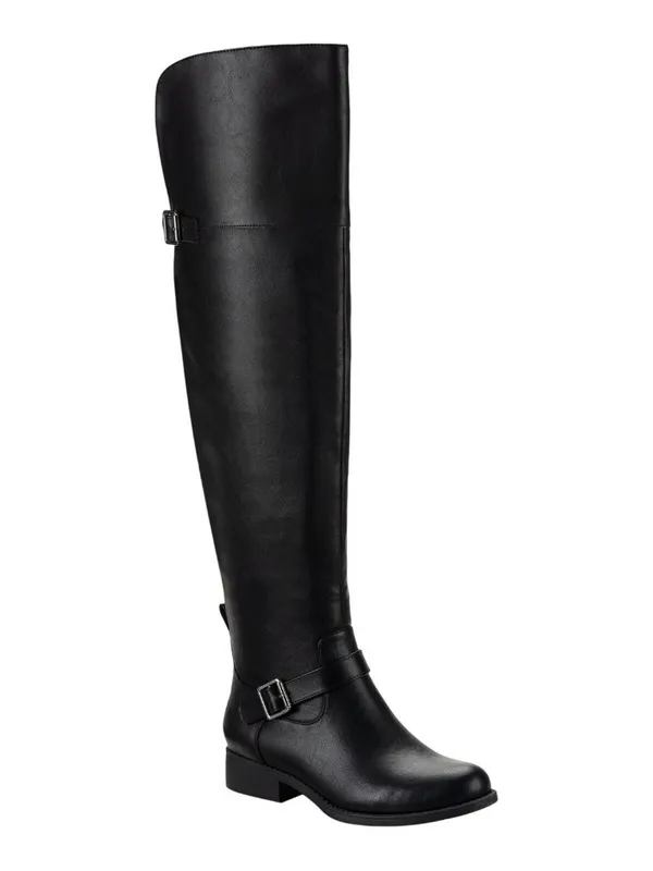 NWT Sun + Stone Anyaa Wide-Calf Buckled Over-the-Knee Boots Black 8.5M-WC - Image 2