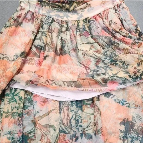 Anthropologie High-Low Tulle Maxi Skirt in Floral Pink Size 16 NWT Garden Party - Image 8
