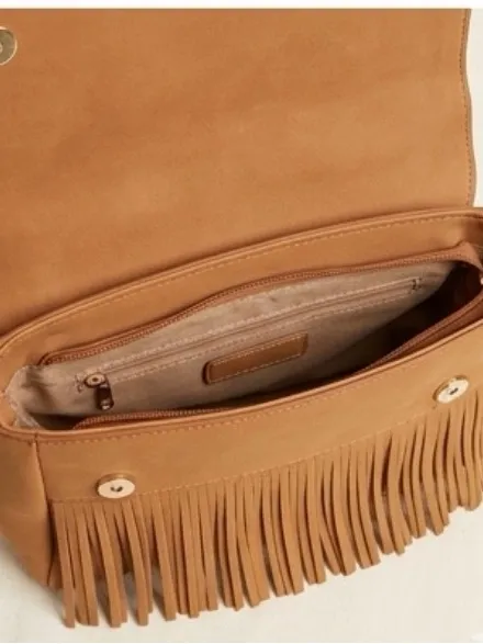 Fringe leather purse Tan - Image 2