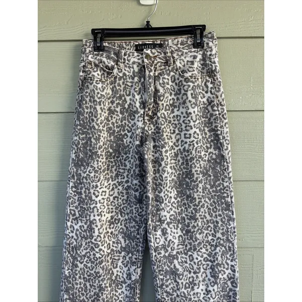 Lioness Leopard Cheetah Animal Print Denim 100% Cotton Jeans Pants Womens XS - Image 2