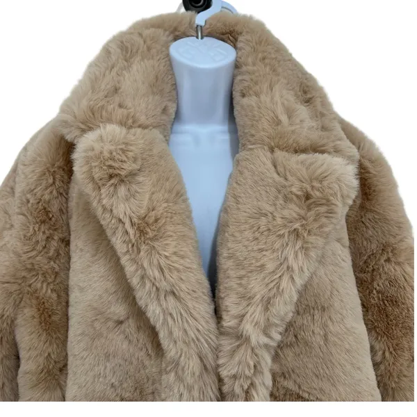MinkPink Faux Fur Anya‎ Jacket Coat L Tan Fuzzy Plush Cozy Mobwife Party Retro - Image 5