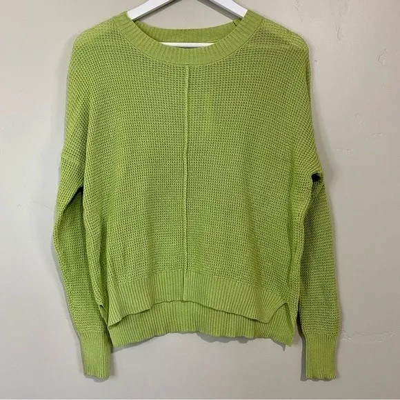 Sweet Romeo Women’s Waffle Knit Lightweight Pullover Sweater Green Size XS NWT - Image 2