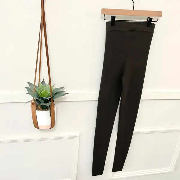 Fear of God Essentials Ribbed Brown Leggings Knit Size M - Image 5