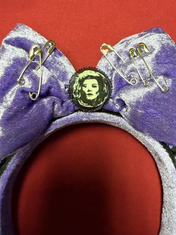 Disney Parks Haunted Mansion Purple Velvet Bow Minnie Mouse Headband - Image 3