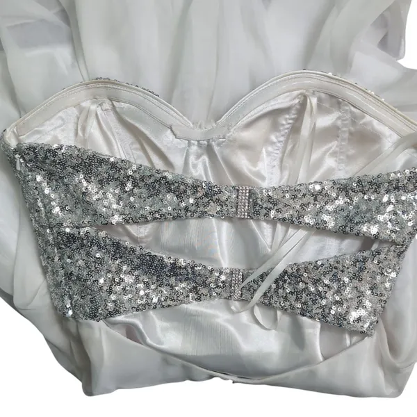 La Femme PARIS White Silver Sequined Open Back Cocktail Party Dress 0 - Image 7