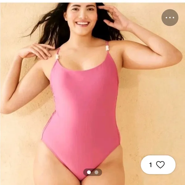 Shade & Shore Pink One-Piece Swimsuit with pearls open back high leg cheeky XS - Image 5