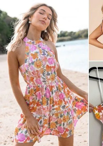 Petal & Pup Raffael High Neck Open Back Mini Dress Medium - Image 2