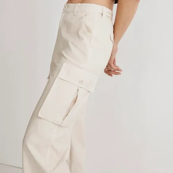 NWT Madewell Garment Dyed Low Slung Straight Cargo Pants Vintage Linen Beige 29 - Image 4