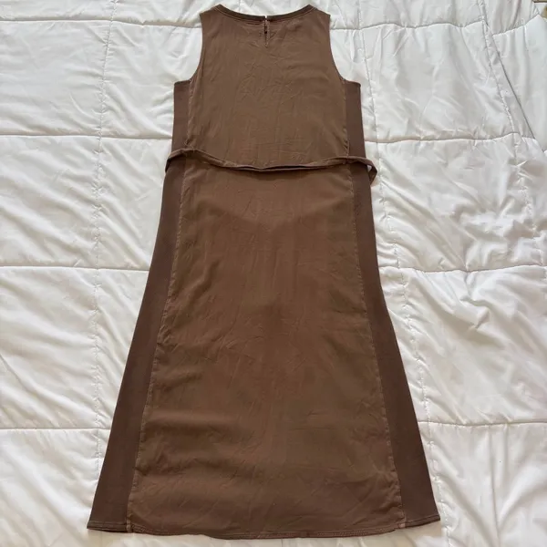 Splendid Chocolate Brown Sleeveless Midi Dress Womens XS Soft Power Quiet Luxury - Image 6