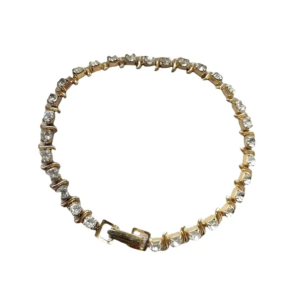 Gold rhinestone tennis bracelet - Image 4