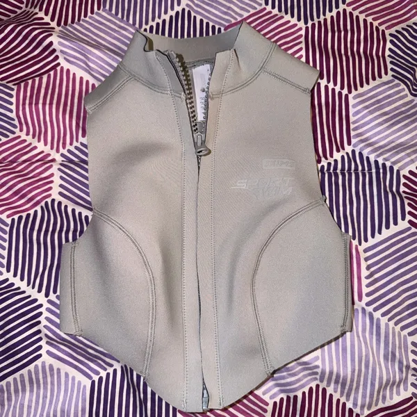 Skims Size xxs Sport Swim Mock Neck Zip Top Chrome Gray Sleeveless Zip Front NWT - Image 10
